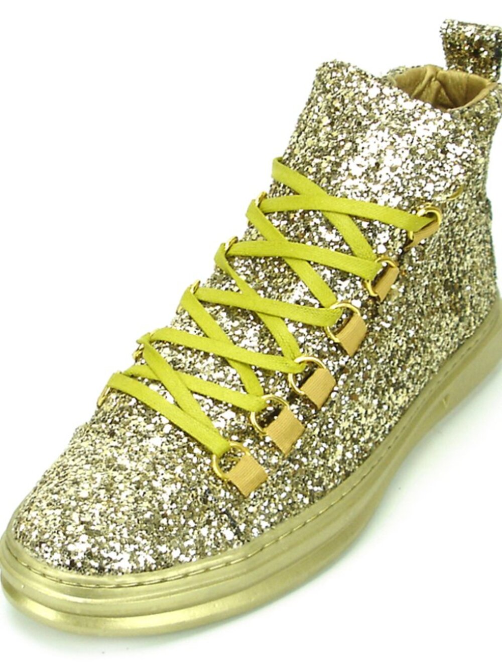 FI-2174-2 Gold Glitter Casual High Top Sneaker Boot Fiesso by Aurelio Garcia
